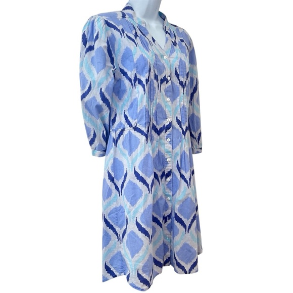 BOO GEMES Violet Ikat Patterned Button Down Shirt Dress Swim Cover S/XS Resort - Picture 2 of 9